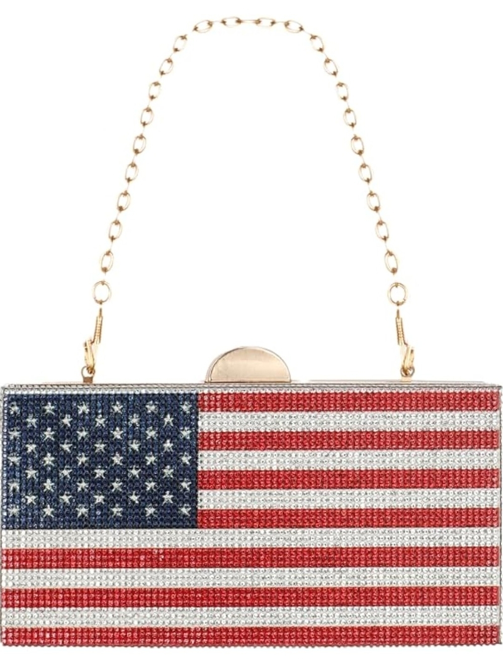 Crystal American Flag Evening Clutch - Red, White & Blue